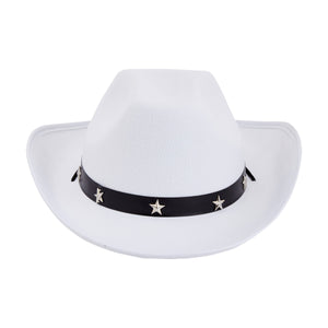 Felt White Cowgirl Hat for Women and Men, Costume Accessories (14.8 x 10.6 x 5.9 Inches)