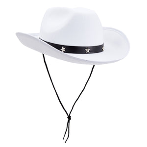 Felt White Cowgirl Hat for Women and Men, Costume Accessories (14.8 x 10.6 x 5.9 Inches)