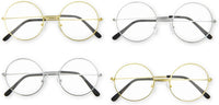 4 Pack Fake Round Wizard Glasses for Halloween Party Costumes Eyewear Accessories Favors, Gold and Silver