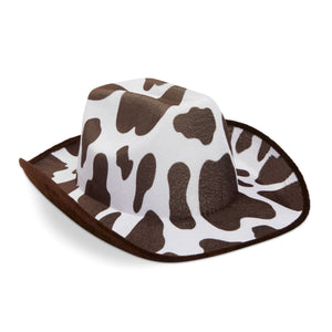 Brown and White Cow Print Western Cowboy Hat for Kids Party, Costume Accessories (Youth Size)