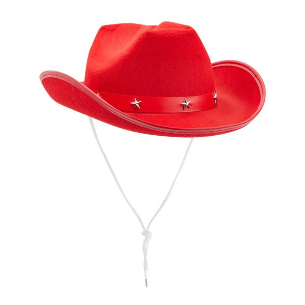 Felt Red Cowgirl Hat for Women and Men, Costume Accessories (14.8 x 10.6 x 5.9 Inches)