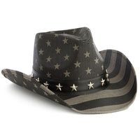 USA Straw American Flag Cowboy Hat for Men, Women, Looks Vintage Cowgirl Hat for Costume Party (Adult Size)