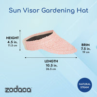 Straw Sun Visor Hat for Women, Wide Brim for Summer Beach UV Protection (Pink)