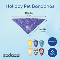 Pet Bandana for Dogs and Cats, 6 Holiday Designs (23.6 x 16.5 In, 6 Pack)