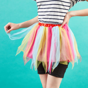 Rainbow Tutu for Girls, Short Petticoat Skirt for Kids (Size Medium)