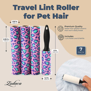 Mini Lint Roller for Travel, 6 Refills (7 Pieces)