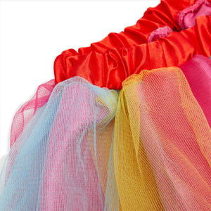 Rainbow Tutu for Girls, Short Petticoat Skirt for Kids (Size Medium)