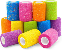 Self Adhesive Wrap, Glitter Cohesive Vet Tape for Pets (3x180 in, 12 Pack)