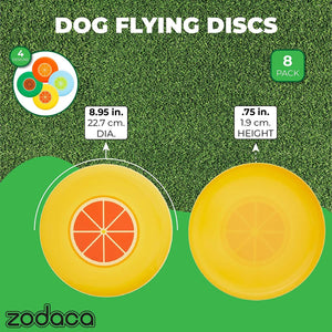 Zodaca Flying Discs Toys for Dogs, Large Pets Fetching Toy for Outdoors (9 in, 8 Pack)