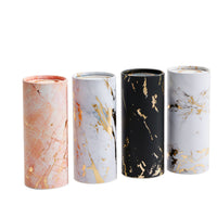 8 Pack Round Tissue Boxes for Car Cup Holder, Travel Size Refill Cylinder, 4 Marble Gold Foil Designs (50 Tissues Per Container)