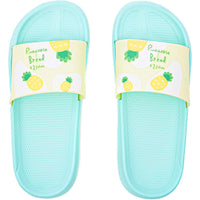 Pineapple Printed Beach Slide Slippers for Women in Green, Yellow (Small)