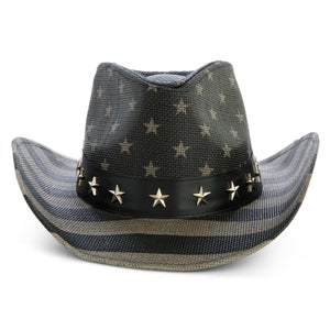 USA Straw American Flag Cowboy Hat for Men, Women, Looks Vintage Cowgirl Hat for Costume Party (Adult Size)