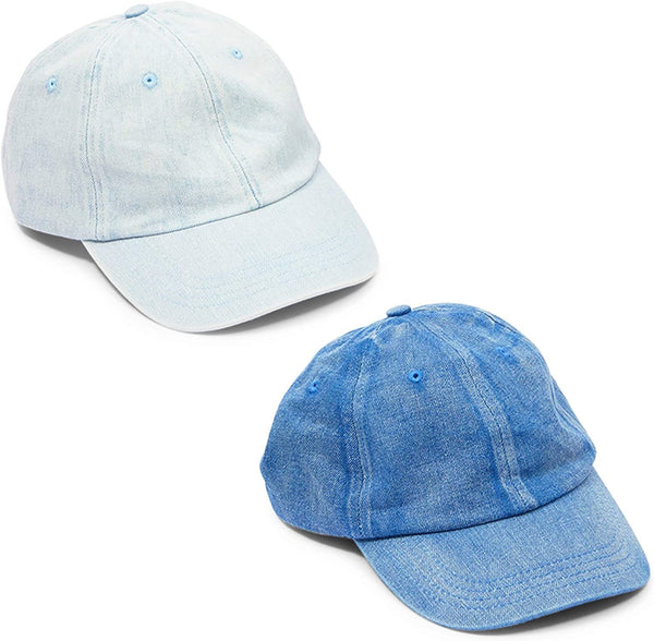Zodaca Denim Baseball Caps for Men and Women, Light and Dark Wash Hats (2 Pack)