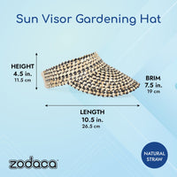 Straw Sun Visor Hat for Kids with Wide Brim for Summer, Beach, Gardening (Pepper Design)