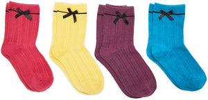 Ankle Socks with Bows for Women, Fun Gift Set in 7 Colors (One Size, 7 Pairs)