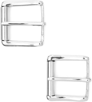 Silver Snap Belt Refill Buckles (1.8 x 2 in, 2 Pack)