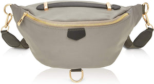 Plus Size Grey Fanny Pack, Unisex Waist Bag with Adjustable Waistband 43-68 In
