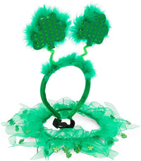 St. Patrick's Dog Clothes, Shamrock Headband and Tutu, Med to Large Pets (2 Pieces)