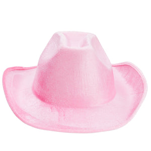 4-Pack Pink Cowboy Hats for Girls - Cute Velvet Cowgirl Hats for Costume, Dress Up Party (Adult Size)