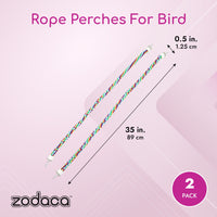 Colorful Bird Rope Perch for Parrots Playing, Chewing or Preening (35 In, 2 Pack)