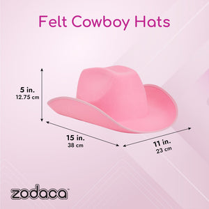 Pink Felt Cowboy Hat for, Women, Men, Cowgirl Costume, Western Party (Adult Size)