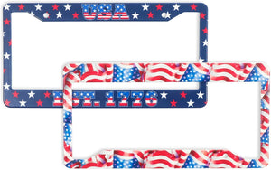 Zodaca American Flag License Plate Frame with Screws (12.25 x 6.4 in, 2 Pack)