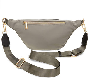 Plus Size Grey Fanny Pack, Unisex Waist Bag with Adjustable Waistband 43-68 In
