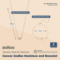 Cancer Zodiac Necklace and Bracelet, Astrology Jewelry Set for Women (2 Pieces)