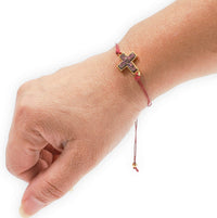Sideways Cross Bracelet, Adjustable Cord Easter Gift for Teens (6 Pack)