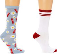 Bacon Crew Socks for Women, Fun Sock Gift Set (One Size, 2 Pairs)