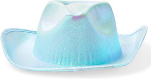 Zodaca Holographic Party Cowboy Hat, Metallic Space Cowboy (Light Blue)