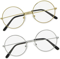 4 Pack Fake Round Wizard Glasses for Halloween Party Costumes Eyewear Accessories Favors, Gold and Silver
