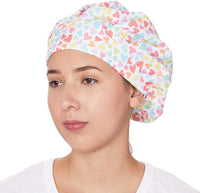 2 Pcs Nurses Surgical Scrub Cap Hair Net, Adjustable Bouffant Hats for Women