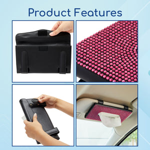 Hot Pink Sun Visor Tissue Holder for Car, 12 Bags of Refill Tissues, 24 Sheets Each