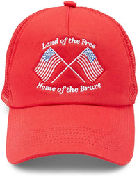 Patriotic Trucker Hats for Men, American Flag, Eagle (One Size, 2 Pack)