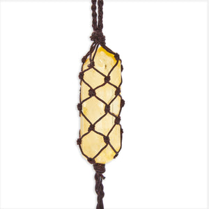 Crystal Car Hanging Ornament, Natural Citrine 7 Chakra Stones (8.5 Inches)