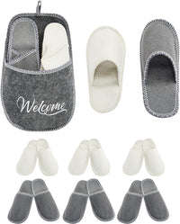 Zodaca House Guest Slippers for Adults, Fleece, One Size (Grey, White, 6 Pairs)