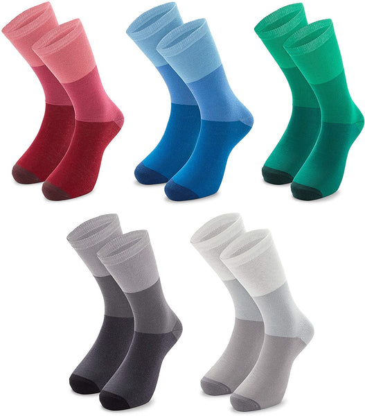 Men's Dress Socks with 5 Colorful Fun Block Patterns (Size 8-11, 5 Pairs)