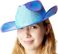 Holographic Party Cowboy Hat, Metallic Space Cowboy (Purple, Adult)