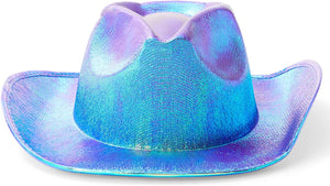 Holographic Party Cowboy Hat, Metallic Space Cowboy (Purple, Adult)