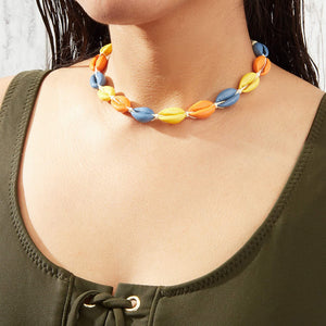 Natural Puka Shell Choker Necklace & Bracelet Set, VSCO Girl Jewelry Trend (2 Piece)