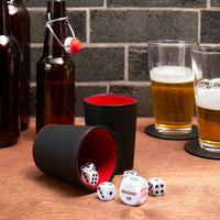 Drinking Dice Game Set for Adults with 2 Leather Cups and Fun Dices for Drunk Frenzy Party (16 Pieces)