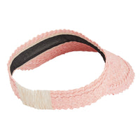 Straw Sun Visor Hat for Women, Wide Brim for Summer Beach UV Protection (Pink)