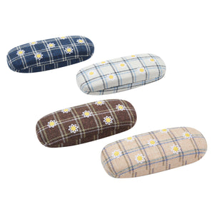 Hard Shell Sunglasses Case for Women, Eyeglass and Eyewear Holders in 4 Plaid Designs (4 Pack)