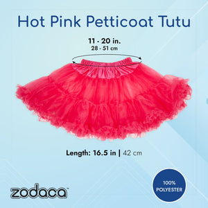 Hot Pink Tutu for Girls, Short Petticoat Skirt for Kids (Size Large)