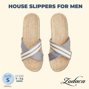 Zodaca Grey Linen House Slippers for Women (Small, US 7-7.5)