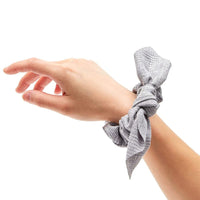 Plaid Bowknot Hair Scrunchies Set in Pink, Black, Grey, Yellow (4 Pack)