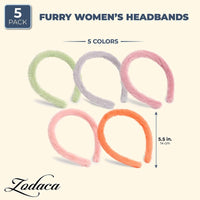 Furry Headbands for Women in 5 Colors (5-Pack)