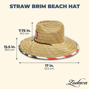 American Flag Straw Hat for Men, Beach Accessories (Adult Size)