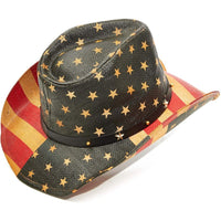 Vintage Cowboy Party Hat with American Flag Design for Adults (Unisex)